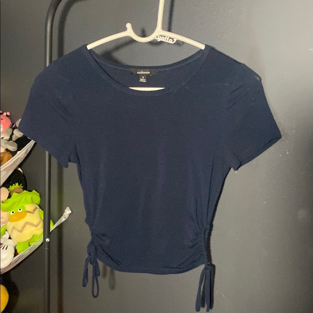 Wild Fable Dark Blue Crop Top with Side Ties